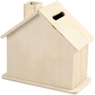 Plain Wooden Small House Shaped Money Box