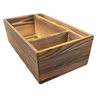 Stained Rustic Dark Brown Large Condiment Caddy with Menu Slot - 3 Compartments