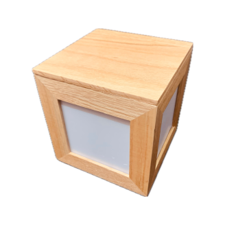 SALE ! Luxury Solid Oak Cube 4-Photo USB or Storage Box with Lift-off Lid - Varnished