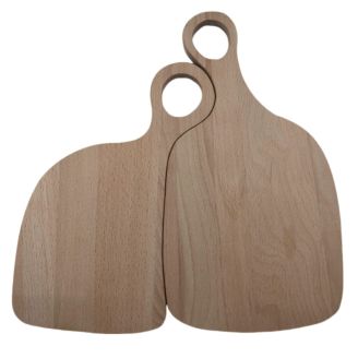 Solid Acacia Wood Interlocking Pair of Couples Chopping / Cutting / Serving Boards with Handle Holes