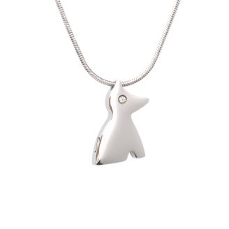 Dog Shaped Silver-coloured Stainless Steel Cremation Ashes Memorial Jewellery Necklace Urn