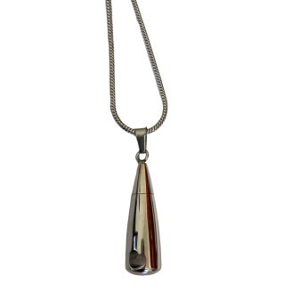 Droplet or Bottle Shaped Silver-coloured Stainless Steel Cremation Ashes Memorial Jewellery Necklace Urn