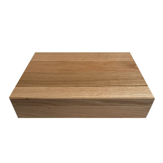 A4 Size Varnished Solid Oak Wooden Rectangular Box with Lift-off Lid