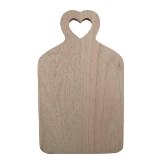 27cm Solid Beech Wood Board with Heart Shaped Handle Hole - Chopping / Cheese / Cutting / Serving Platter
