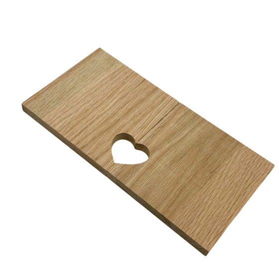 Pair of Solid Oak 10cm Square Coasters / Drink Mats with Heart Shaped Cut-out