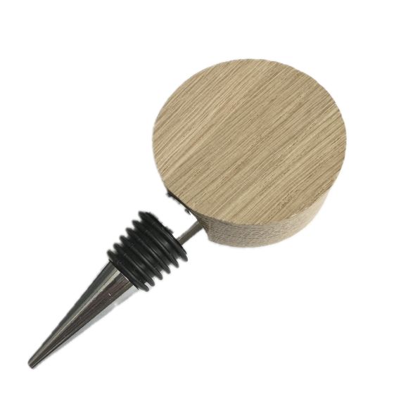 PLAIN CIRCLE Shaped 5.5cm Round Wine Bottle Stopper in Lightly Varnished Solid Oak Wood