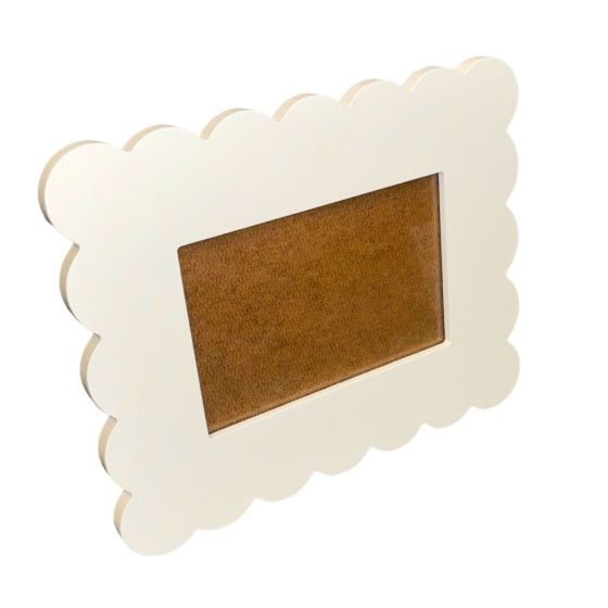 24cm Cloud Shaped White Painted Wooden Photo Frame - Self Standing