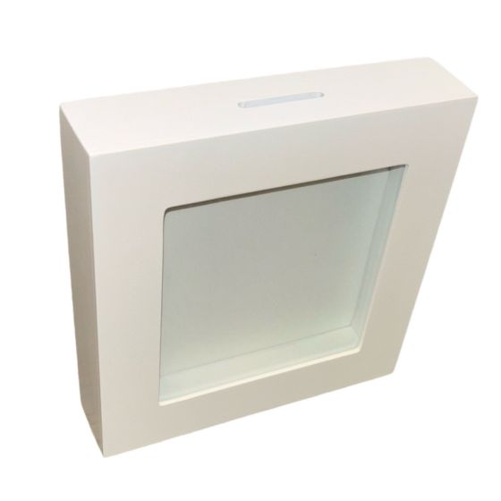 White Painted Money Savings Coin Box with Glass Front Display