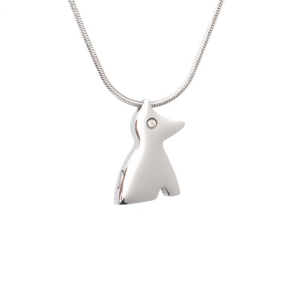 Dog Shaped Silver-coloured Stainless Steel Cremation Ashes Memorial Jewellery Necklace Urn