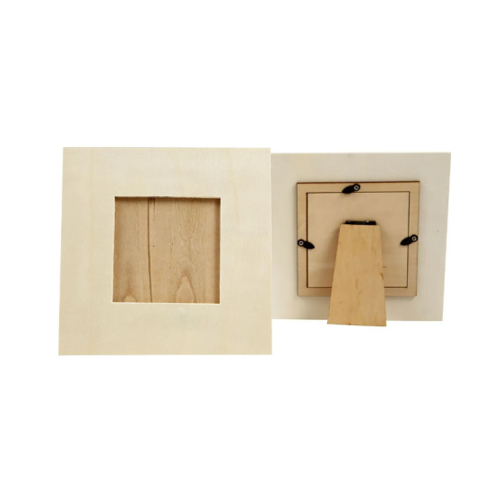 16cm Square Ply Wood Photo Frame - Self Standing